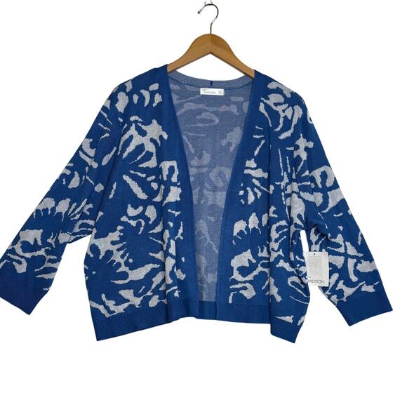 89th + Madison Abstract Open Cardigan Sweater Size 2X Star Sapphire Combo New - Picture 4 of 11